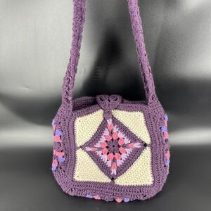 Crochet Tote Shoulder Bag Handmade Granny Square | Medium Purse Boho Hippie